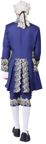 Miniatura 5 de CosplayDiy Traje de corte del siglo XVIII para hombre, uniforme militar británico victoriano colonial, elegante disfraz rococó para hombre Azul