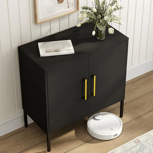 Miniatura 3 de JOZZBY Gabinete Buffet de Almacenamiento, Aparador Independiente con Puertas Dobles, Aparador de Madera Moderno, Gabinetes Laterales Negros