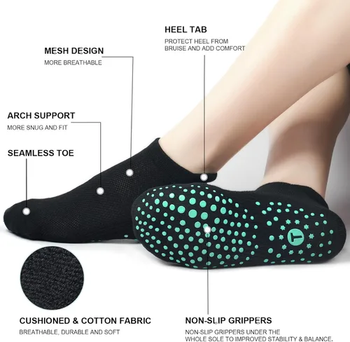 Miniatura 2 de Calcetines de agarre para pilates, yoga, hospital, barra, calcetines deportivos acolchados para mujer, antideslizantes, regalos de 2 a 4 pares