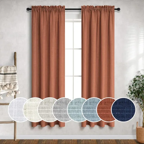 Miniatura 83 de Cortinas blancas puras de 38 pulgadas de ancho para dormitorio, juego de 2 paneles de cortinas de privacidad con bolsillo para barra, cortinas