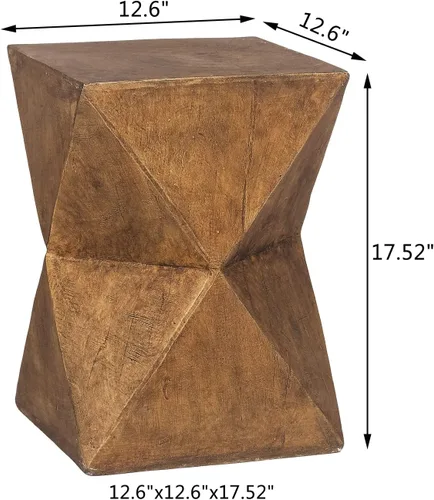 Miniatura 3 de Adeco Taburete de hormigón, mesa auxiliar de patio, mesa auxiliar decorativa para jardín, mesitas de noche, soporte para plantas, mesa de centro