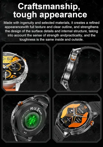 Miniatura 4 de Reloj inteligente militar, pantalla AMOLED ultra clara de 1.75 pulgadas, monitor de frecuencia cardíaca de oxígeno en sangre Spo2, batería de 730