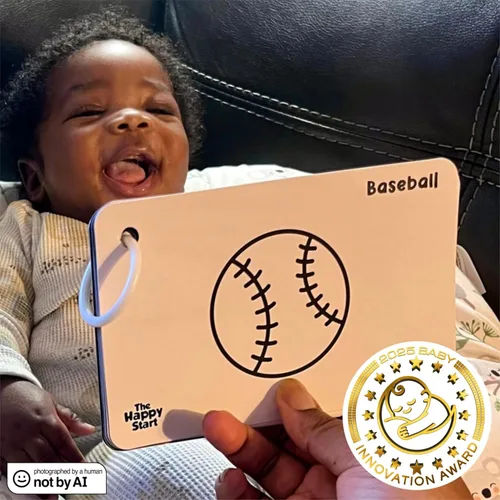 Miniatura 2 de Happy Start Tarjetas de Bebé de Alto Contraste para Recién Nacidos - Tarjetas en Blanco y Negro, Resistentes al Agua, Sin BPA, Tarjetas Educativas