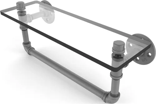 Miniatura 13 de Allied Brass P-410-16-GSTB Pipeline Collection - Estante de cristal para toallas de 16 pulgadas, 16 pulgadas, bronce cepillado