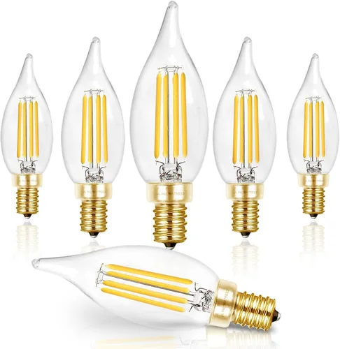 Miniatura 18 de Hizashi Bombillas LED de candelabro, E12, 40W regulables, CRI 90+, 4W, 450 lm, 5000K blanco diurno, bombillas de araña CA10, bombillas de vela