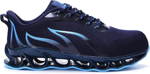 Miniatura 3 de DREAM HORSE Zapatos de trabajo indestructibles con punta de acero para hombres, zapatos de seguridad de malla ligera, zapatos de construcción