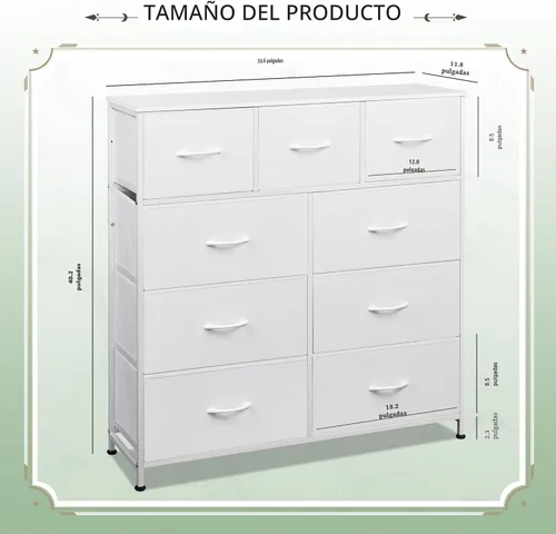 Miniatura 3 de WLIVE. Cajonera de tela de 9 cajones, torre de almacenamiento para dormitorio, pasillo, armario, organizador de cajones alto para dormitorio