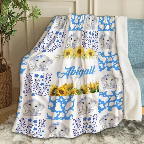 Miniatura 40 de Manta de bebé personalizada con nombre, manta personalizada con nombre de elefante, regalos para recién nacidos, mantas súper suaves para cama