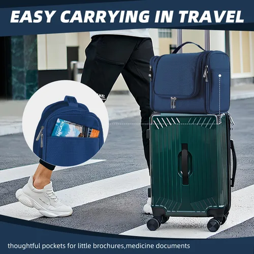 Miniatura 6 de Bolso de aseo personal para colgar, de gran capacidad para hombres y mujeres, portátil, impermeable, bolsa de ducha de baño, ligera, bolsa de Azul