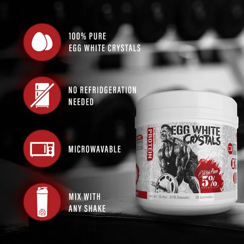 Miniatura 3 de Rich Piana 5% Nutrition - Cristales de clara de huevo Proteína en polvo de clara de huevo 100% pura 0.71 oz de proteína Se mezcla y almacena