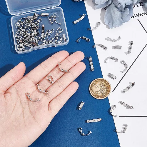 Miniatura 4 de UNICRAFTALE Alrededor de 60 cierres plegables de acero inoxidable de 0.394 pulgadas, cierre de cierre a presión, extensor de joyería de metal