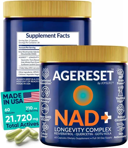 AGERESET NAD Suplemento NMN Alternativo Liposomal + Gotu Kola para Mujeres y Hombres con Resveratrol, Quercetina, Gotu Kola