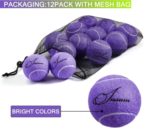 Miniatura 2 de INSUM Bulk Tennis Balls for Beginner – 12 Pack High Elasticity Practice Tennis Balls with Mesh Bag, Suit for Pet Dog Training, Fetching Púrpura