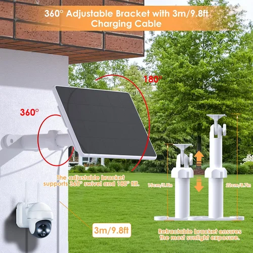 Miniatura 2 de Panel solar para cámara de seguridad, paneles solares de 6 W con puerto micro USB y USB-C para cámara exterior de 5 V CC, cargador solar para cámara