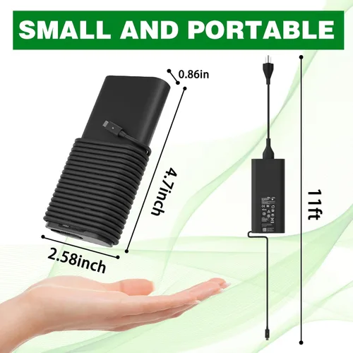 Miniatura 3 de Cargador de laptop USB C de 130W compatible con computadora Dell XPS 15 17 9575 9500 9510 9520 9530 9700 9710 9720 9730, Precision 5470 5480 5550