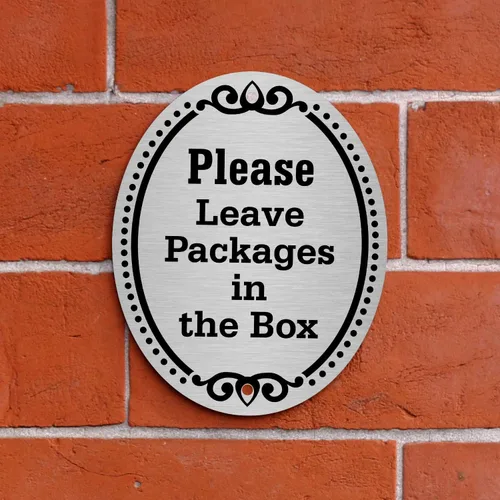 Miniatura 7 de SmartSign Letrero de puerta con placa de diamante con texto en inglés "Please Leave Packages in the Box", aluminio de 4 x 5 pulgadas, fabricado