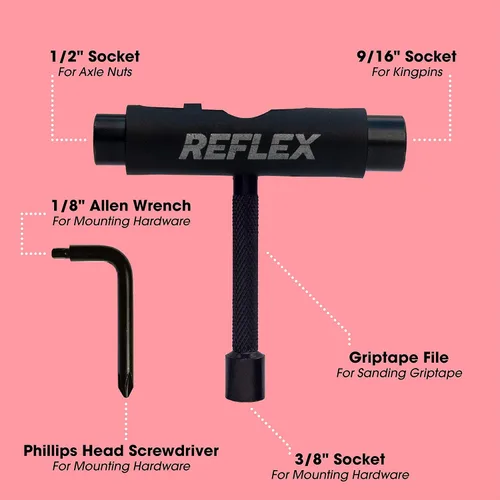 Miniatura 2 de Reflex TriFlex Skate Tool - Accesorio de herramienta portátil multifunción para patineta, longboard y patines