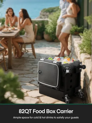 Miniatura 2 de Calentador de alimentos para catering con ruedas, 82 cuartos de galón aislado para alimentos, caja calentadora de alimentos LLDPE para 5 sartenes