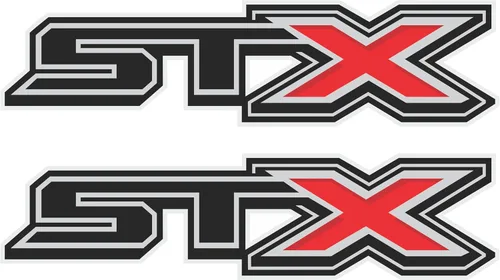 Gold Hook STX - Calcomanías compatibles con Ford F-150 (2017-2026), serie premium, acabado metálico, negro, rojo, plateado, juego de 2