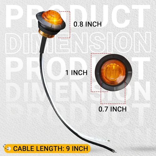 Miniatura 4 de TMH 60 piezas de 3/4 pulgadas 20 ámbar + 20 rojas + 20 blancas luz 3 LED marcadores de separación luces indicadoras de marcador lateral mini