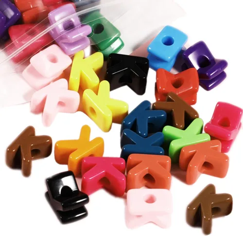 Miniatura 34 de 40 cuentas de letras 3D focales acrílicas sueltas para hacer joyas, pulseras, collares, llavero, bolsa de teléfono, cadena, llaveros (letras mixtas)