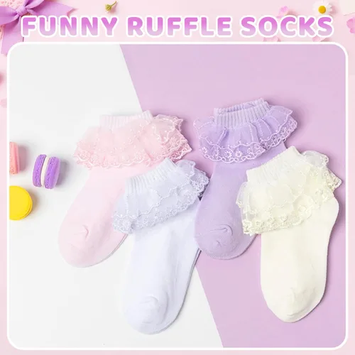 Miniatura 12 de sockfun Calcetines con volantes para bebé, calcetines de encaje con volantes para niños pequeños y niñas