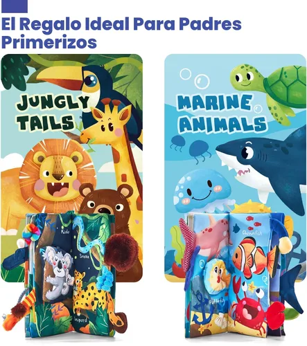 Miniatura 9 de hahaland Juguetes para bebés de 0 a 6 meses, libros arrugados para bebés, paquete de 2, tela suave, sensación al tacto, libro para bebés de 6 a 12