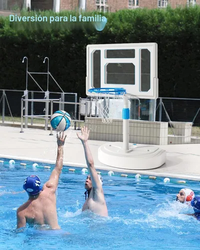 Miniatura 5 de Pool Basketball Hoop, Adjustable Swimming Pool Basketball Goal, Stainless Steel Poolside Hoop with 32" Shatterproof Backboard, Portable Poolside