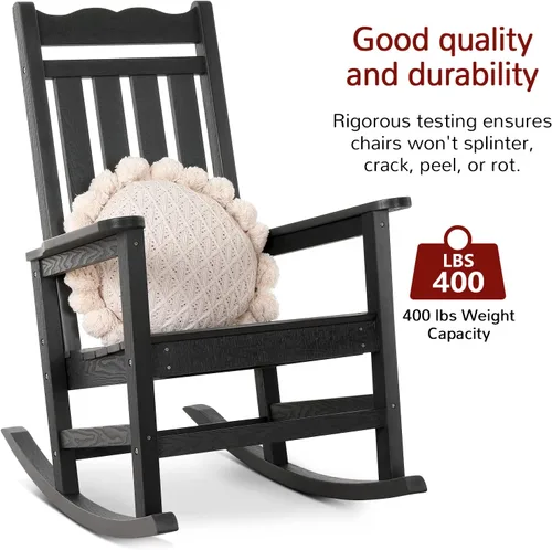 Miniatura 4 de Stoog Mecedora para patio, para todo tipo de clima, soporte de peso de 400 libras, nunca se decolora ni se pudre, para patio trasero, hoguera, Teca