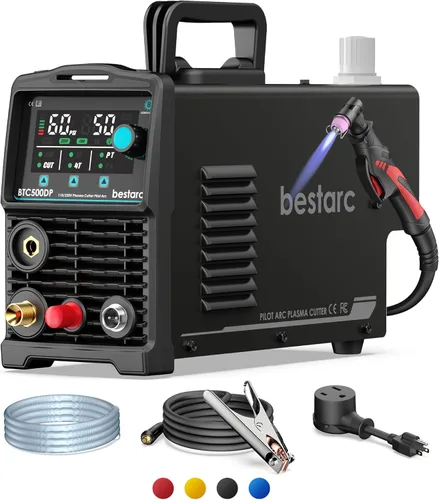 bestarc Cortador de plasma de arco piloto, pantalla LED, sensor de aire, máquina cortadora de plasma 50A, doble voltaje 110/220V, corte limpio de