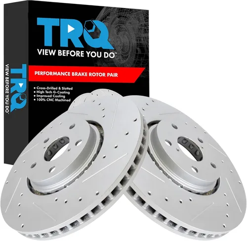 Miniatura 231 de TRQ Juego de rotores de freno de rendimiento trasero con revestimiento G premium compatible con Mazda 6 2014-2021