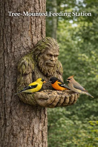 Miniatura 3 de Bigfoot - Comedero para pájaros de árbol – Sasquatch Big Foot Birdfeeder – Escultura de alimentación de pájaros de invierno estatua de jardín