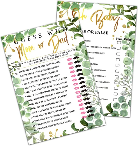 Miniatura 9 de Woodland - Juegos de baby shower, juegos de doble cara con nombre de esa canción de bebé y juego de peleas de bebé (paquete de 30) con 1 tarjeta