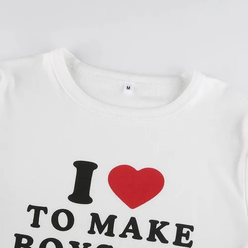 Miniatura 6 de Camiseta corta Y2K con estampado de letras y texto en inglés Grunge para mujer y niña