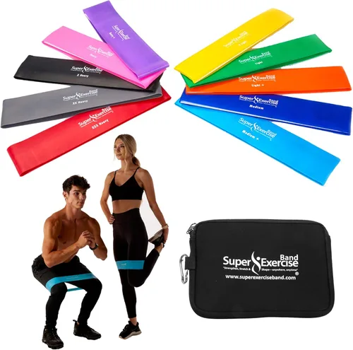 Mini bandas de bucle extra largas sin látex de 14 x 3 pulgadas de EE. UU. en 3, 5, 10 paquetes de 10 unidades. 10 fortalezas para entrenamiento de