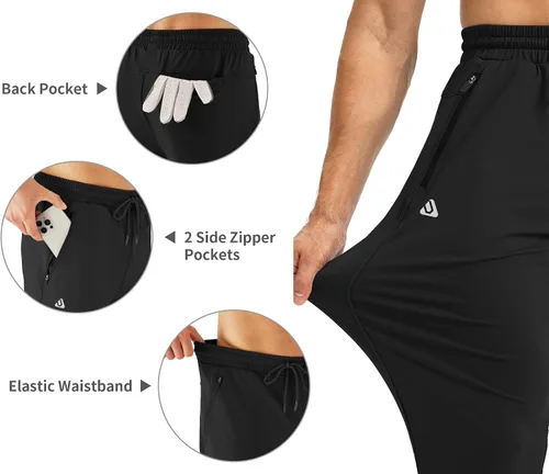 Miniatura 4 de URBEST Pantalones de golf elásticos para hombre con bolsillos con cremallera, pantalones deportivos ajustados para hombre, entrenamiento, viajes