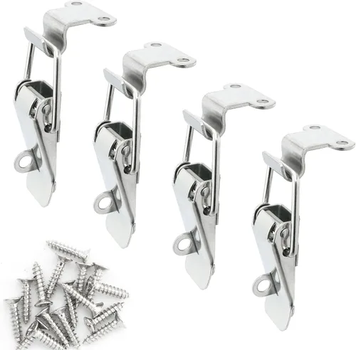 Miniatura 6 de 4PCS 2.283 in 90 grados de ángulo recto de acero inoxidable caja de herramientas capó pestillos de resorte cargado gatillo cierre cierre hebilla