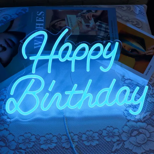 Miniatura 9 de Letrero de neón regulable y reutilizable para decoración de pared de fiesta de cumpleaños, luz LED USB para telón de fondo para decoración de fiesta