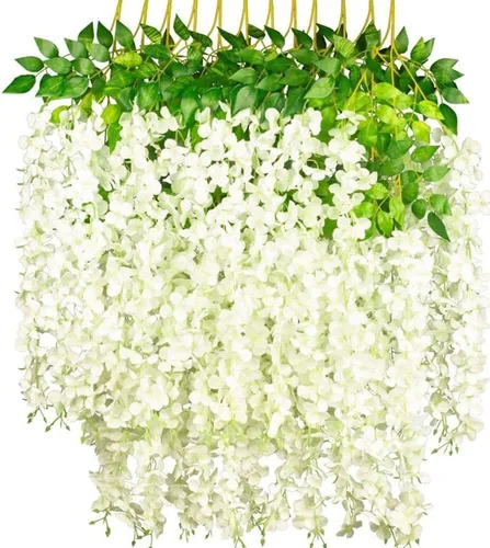 Miniatura 11 de OUKEYI Guirnalda de flores artificiales de glicina, 12 unidades, flores falsas de seda de 3.6 pies para colgar en interiores y exteriores, hogar