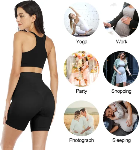 Miniatura 7 de POSHGLAM Ropa interior de maternidad sin costuras para mujer, con soporte para el vientre, cintura alta, medio-muslo, pantalones cortos