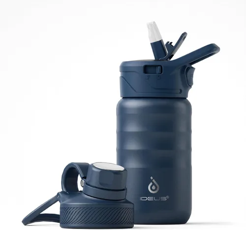 Miniatura 19 de IDEUS Botella de agua aislada de 12 onzas, botella de agua aislada de acero inoxidable para la escuela, botellas aisladas con pajitas a prueba