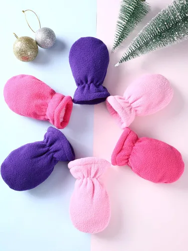 Miniatura 17 de SATINIOR 3 pares de guantes de invierno para bebés y niños pequeños, guantes cálidos de forro polar para bebé niño y niña