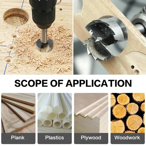 Miniatura 6 de BeHappy Juego de brocas Forstner con vástago hexagonal, 16 piezas de brocas de madera con vástago multicara para carpintería, abridor de barrena
