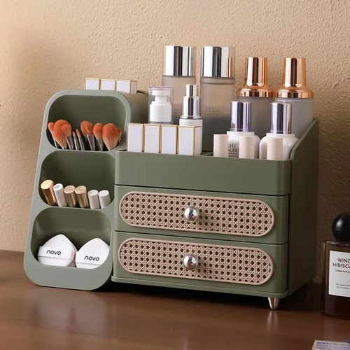 Miniatura 10 de Aveniee Organizador de maquillaje con cajones, gran organizador de encimera de baño para tocador, almacenamiento de cosméticos de escritorio