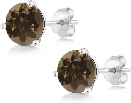 Miniatura 19 de Gem Stone King Aretes de oro de 14 quilates, 0.236 in, piedra natal redonda, Martini, 3 puntas, aretes de oro para mujer