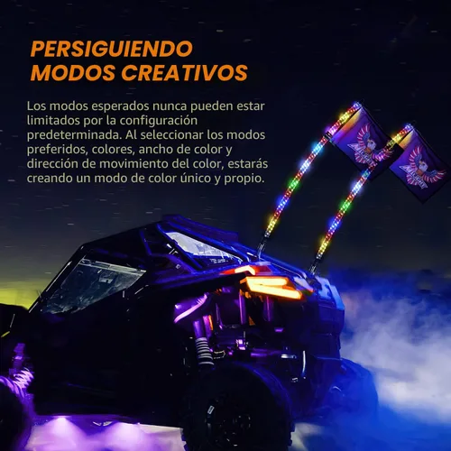 Miniatura 3 de Nilight 2 piezas luces LED RGB tipo látigo de 3 pies, control remoto por aplicación con patrones de persecución DIY, modos de iluminación de parada