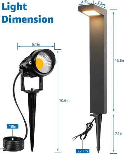 Miniatura 8 de SUNVIE Kit de iluminación LED de bajo voltaje para paisajes, luces de camino de bajo voltaje impermeables para exteriores cableadas con focos, 3000
