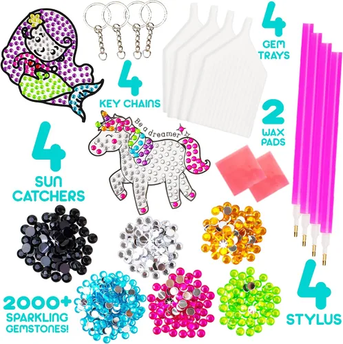 Miniatura 4 de Blue Squid Kits de arte de diamantes para niños, unicornio y sirena, divertido y fácil, kit de pintura de diamantes 5D para niños, kit de arte