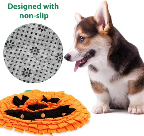 Miniatura 6 de Ipetboom Alfombrilla de olfato de calabaza para perros de raza grande de 13 x 10 pulgadas, forro polar de alimentación lenta para la nariz, juguete