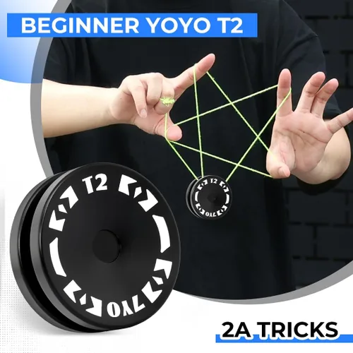 Miniatura 8 de T2 Looping Yoyo para niños, sensible principiante Yoyo profesional 2A Loop Yo yo para nivel de entrada + 5 cuerdas adicionales (negro)
